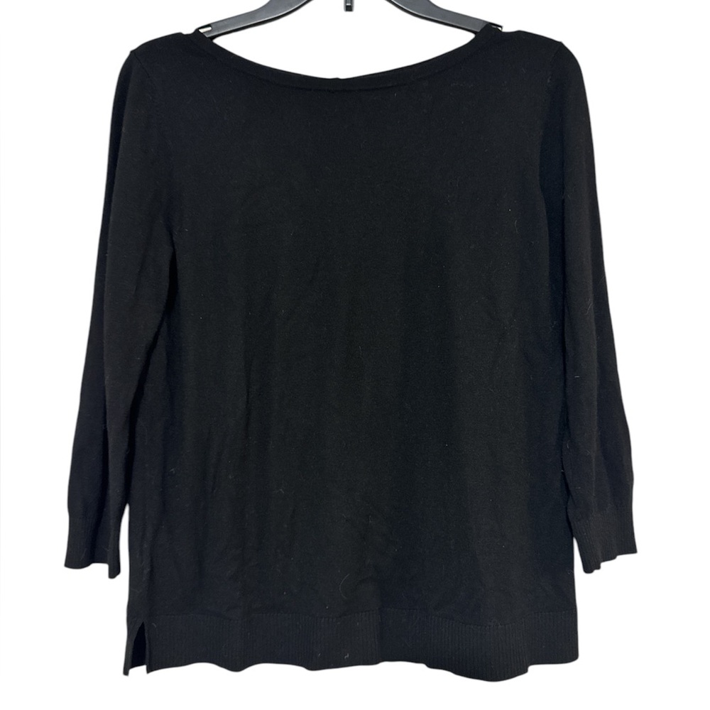 LOFT Black Knit Top Button Detail Back Super Soft - Size M